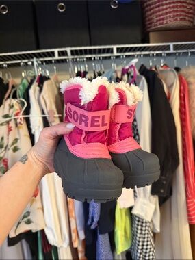 Sorel NEW Pink Kids' Insulated Snow Boots with Faux Fur Cuff